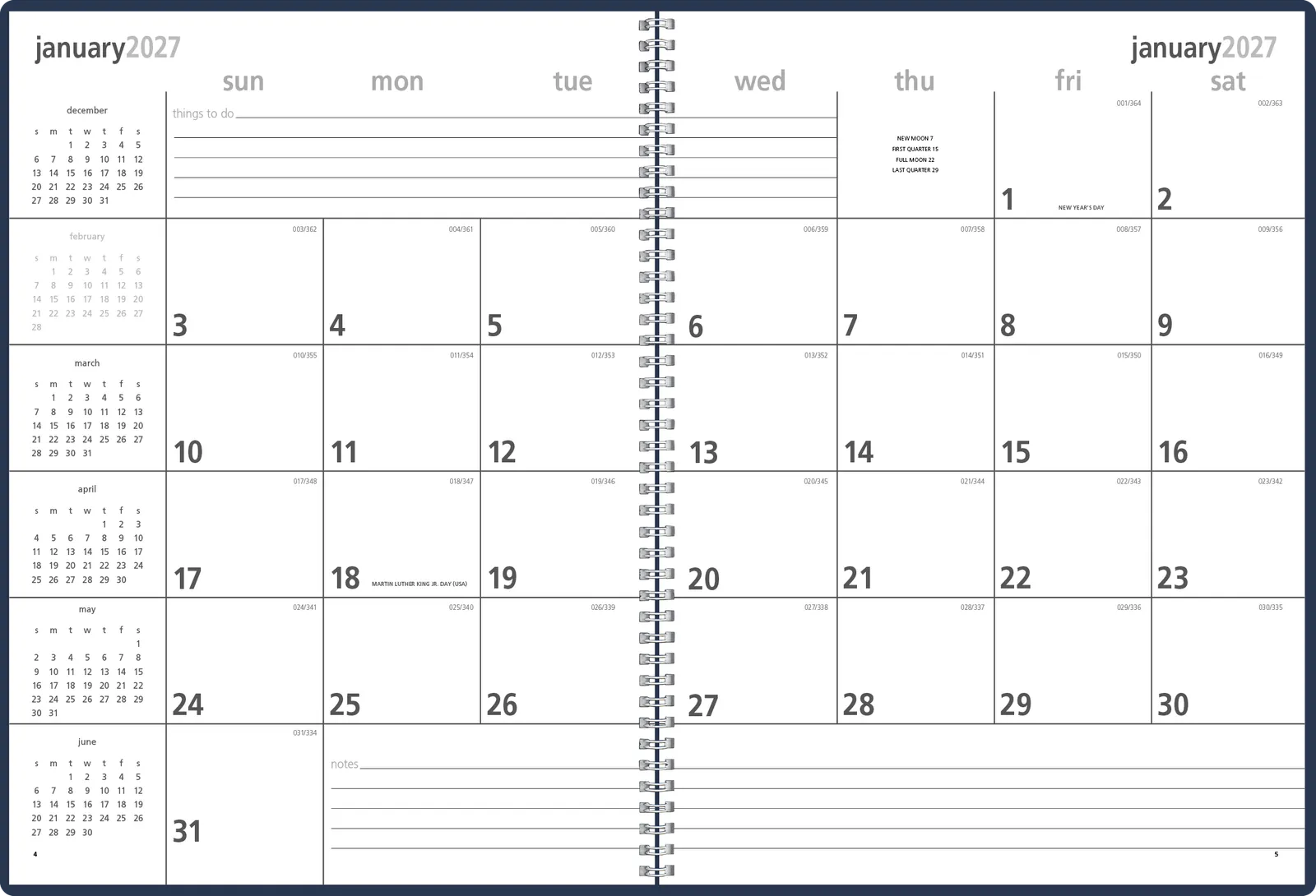 Monthly Weekly Planner Combined Leatherette - 11.31 x 17.56 in - product view 12