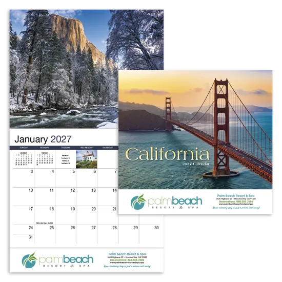 California Photography Wall Calendar Stapled - 19 x 11 in
