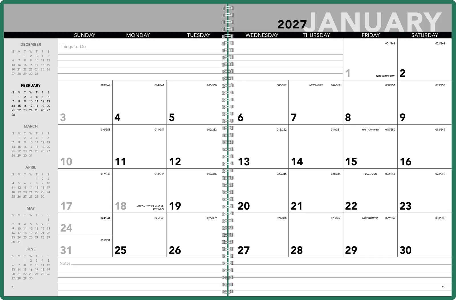Monthly Desk Planner Leatherette 14 Month - 11.31 x 17.56 in - product view 10