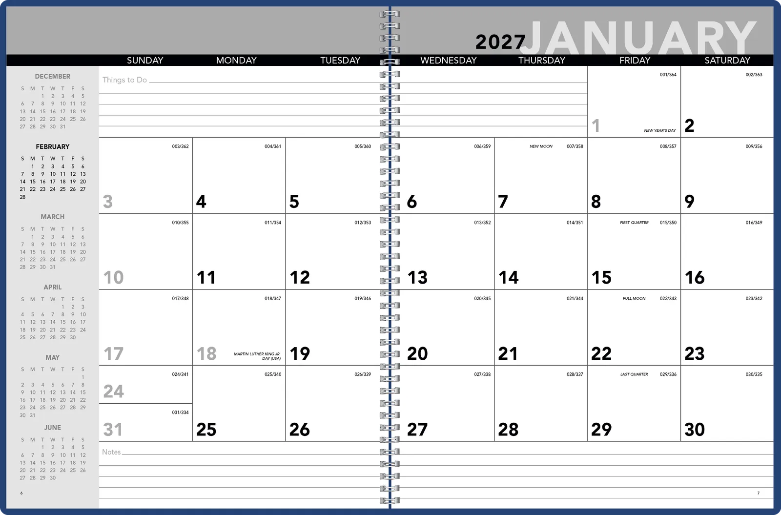 Monthly Desk Planner Leatherette 14 Month - 11.31 x 17.56 in - product view 13