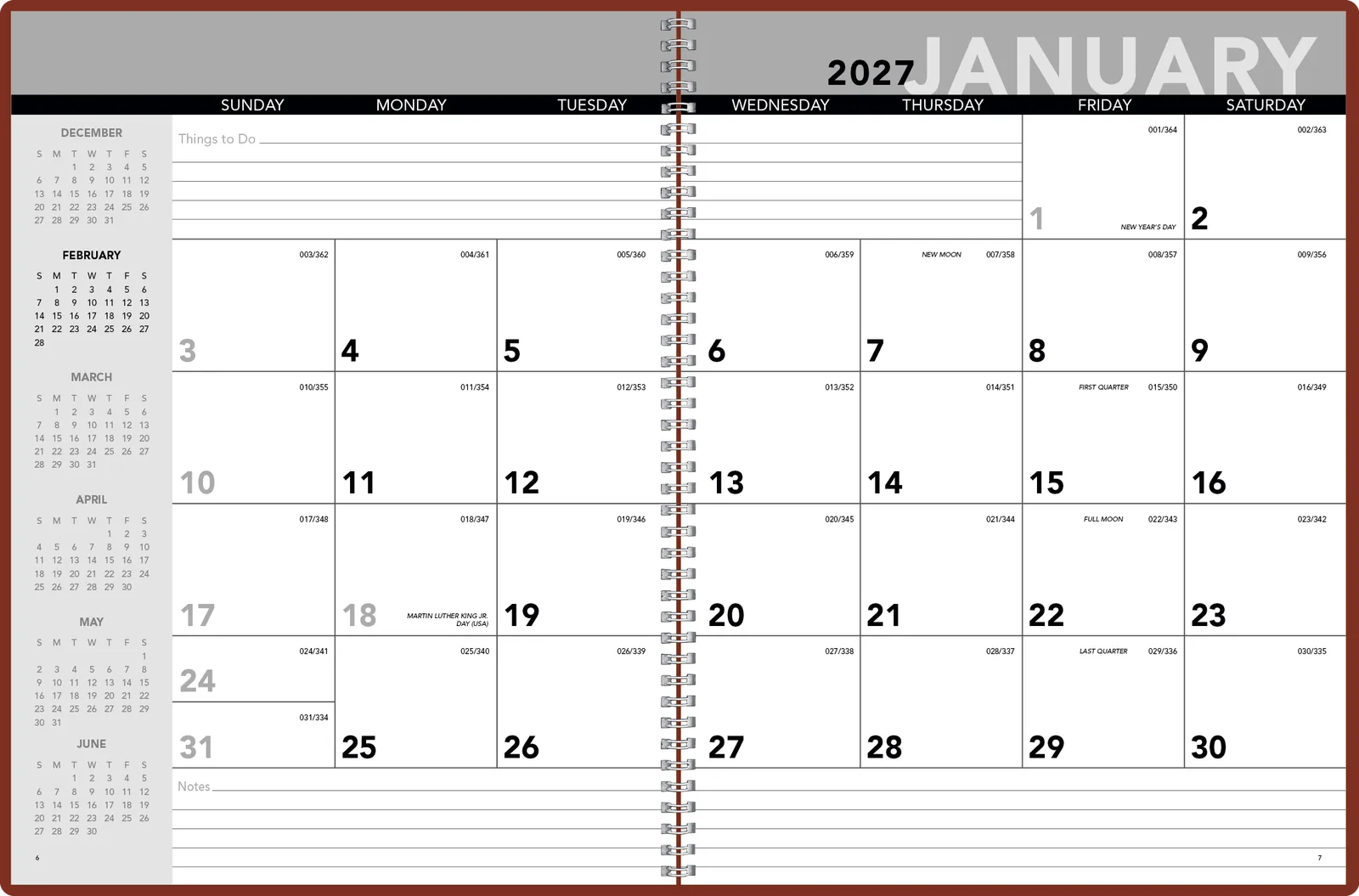 Monthly Desk Planner Leatherette 14 Month - 11.31 x 17.56 in - product view 16