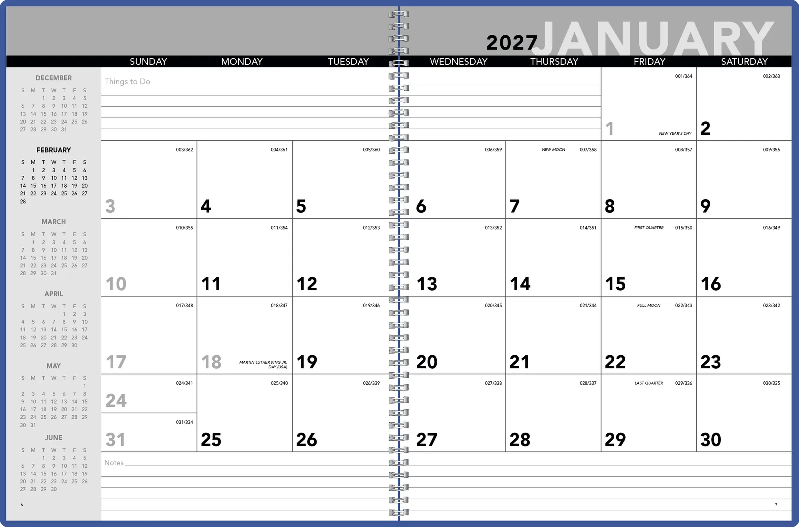 Monthly Desk Planner Leatherette 14 Month - 11.31 x 17.56 in - product view 22