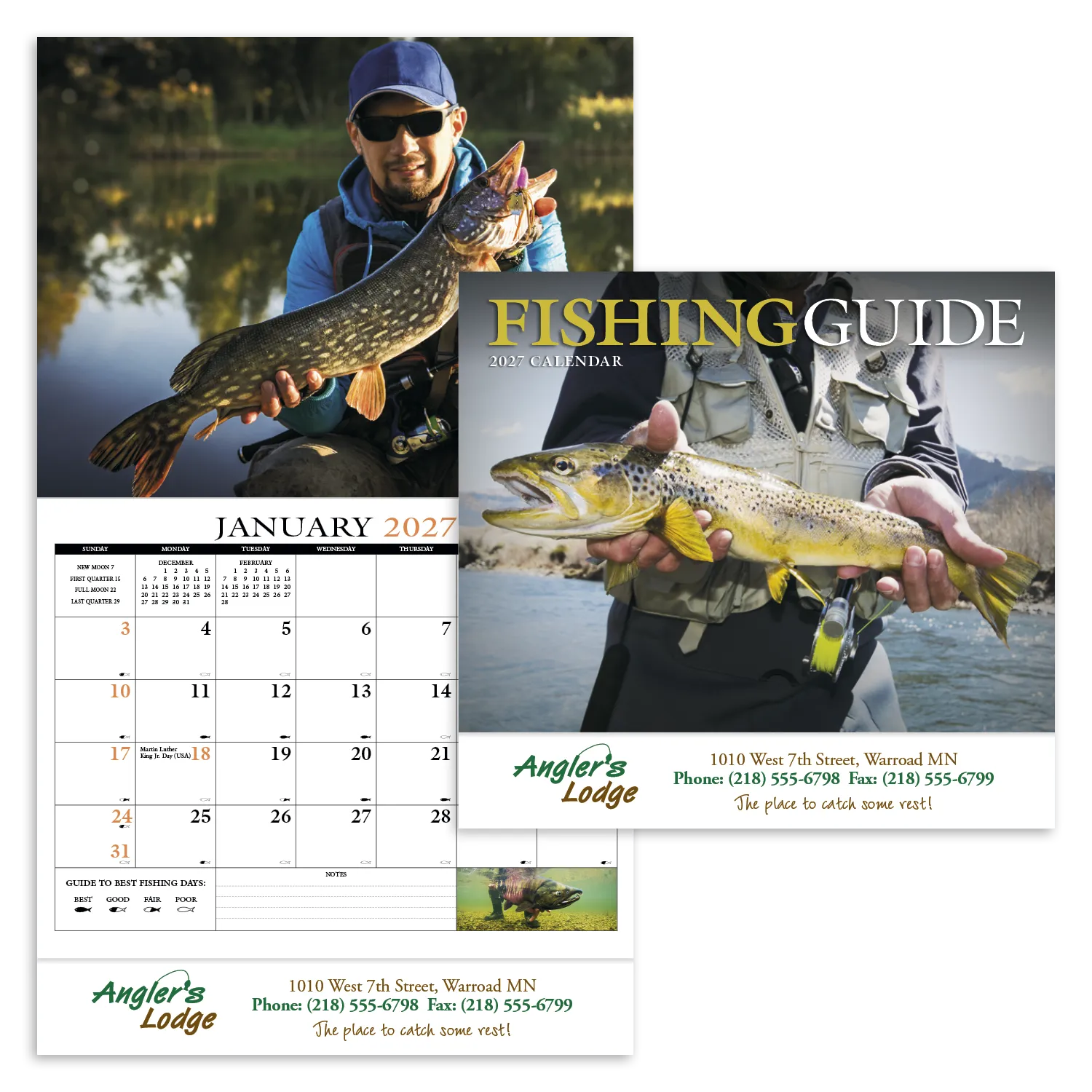 Fishing Guide Wall Calendar Activity Forecast - 19 x 11 in - product view 19
