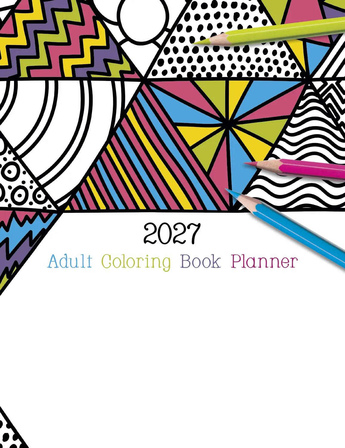 Adult Coloring Book Planner Monthly Art Pages - 10.875 x 16.75 in - product view 3