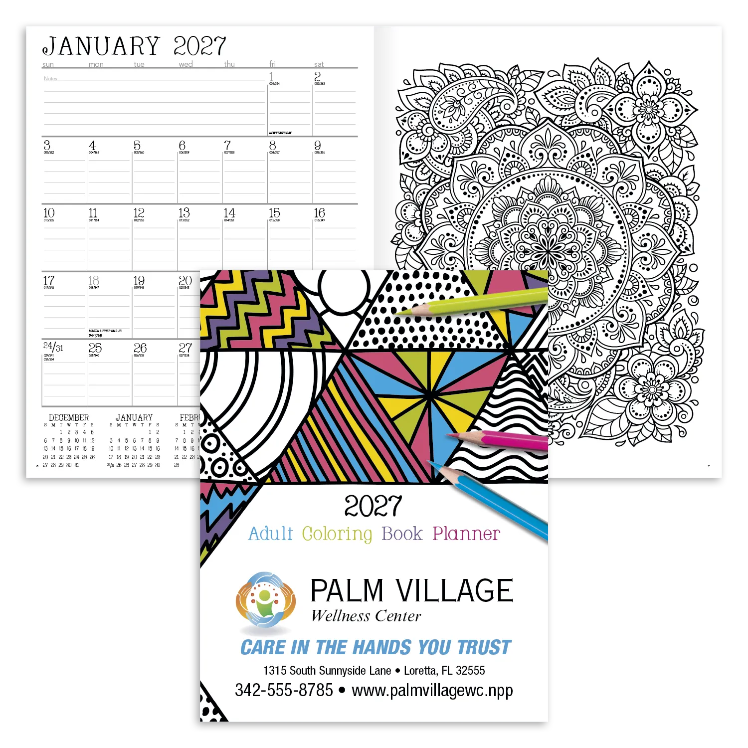 Adult Coloring Book Planner Monthly Art Pages - 10.875 x 16.75 in - product view 19