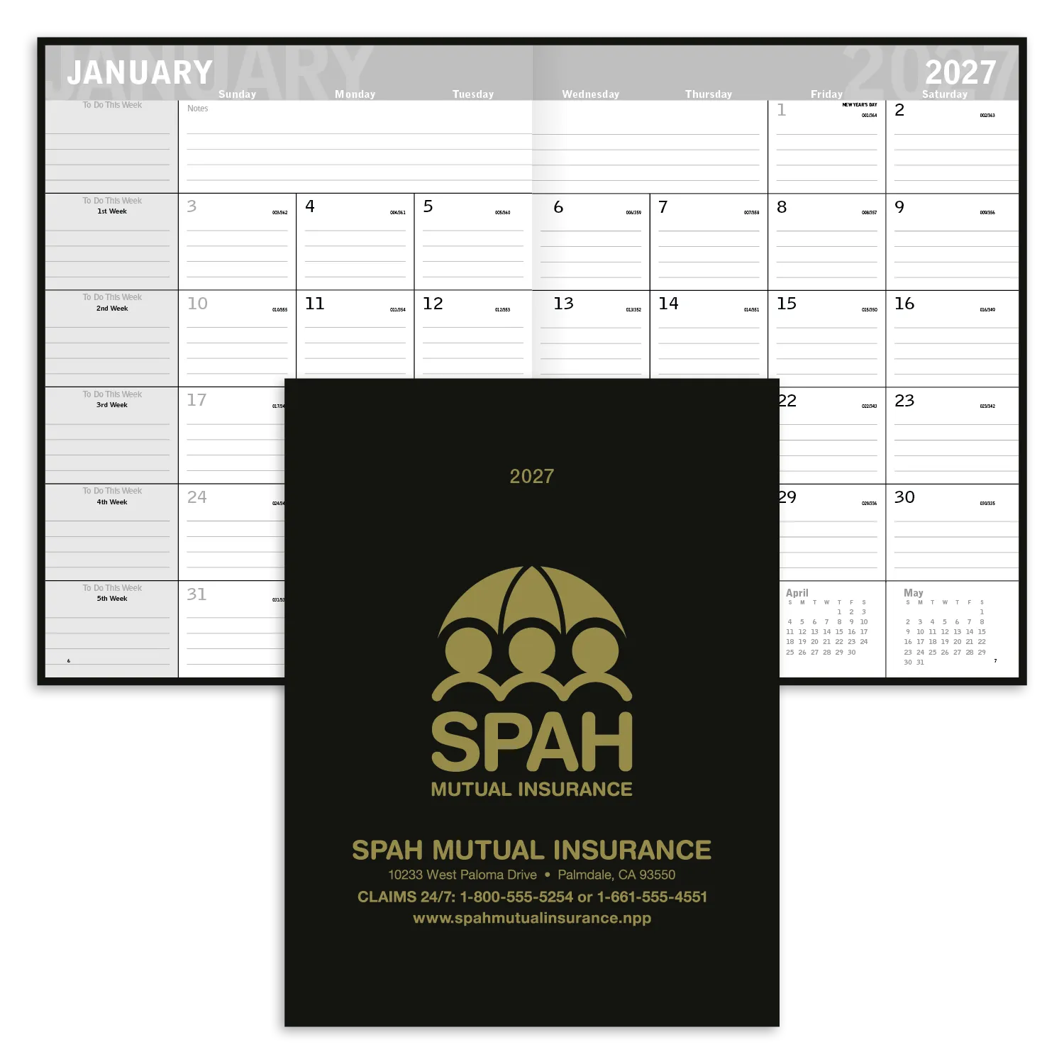 Monthly Planner Leatherette Cover FSC Paper - 10.875 x 16.75 in - product view 12