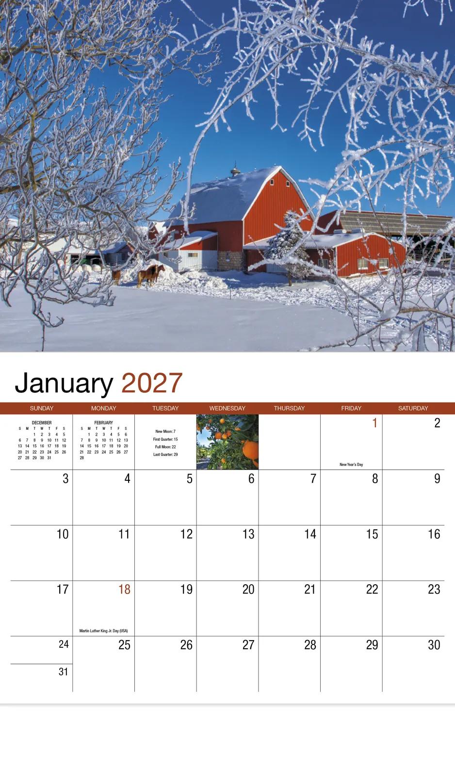 America's Bounty Wall Calendar Rural Life Images - 19 x 11 in - product view 5
