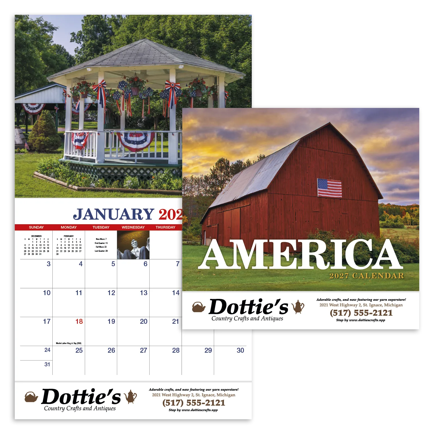 America Wall Calendar Patriotic Stapled FSC - 19 x 11 in - product view 19