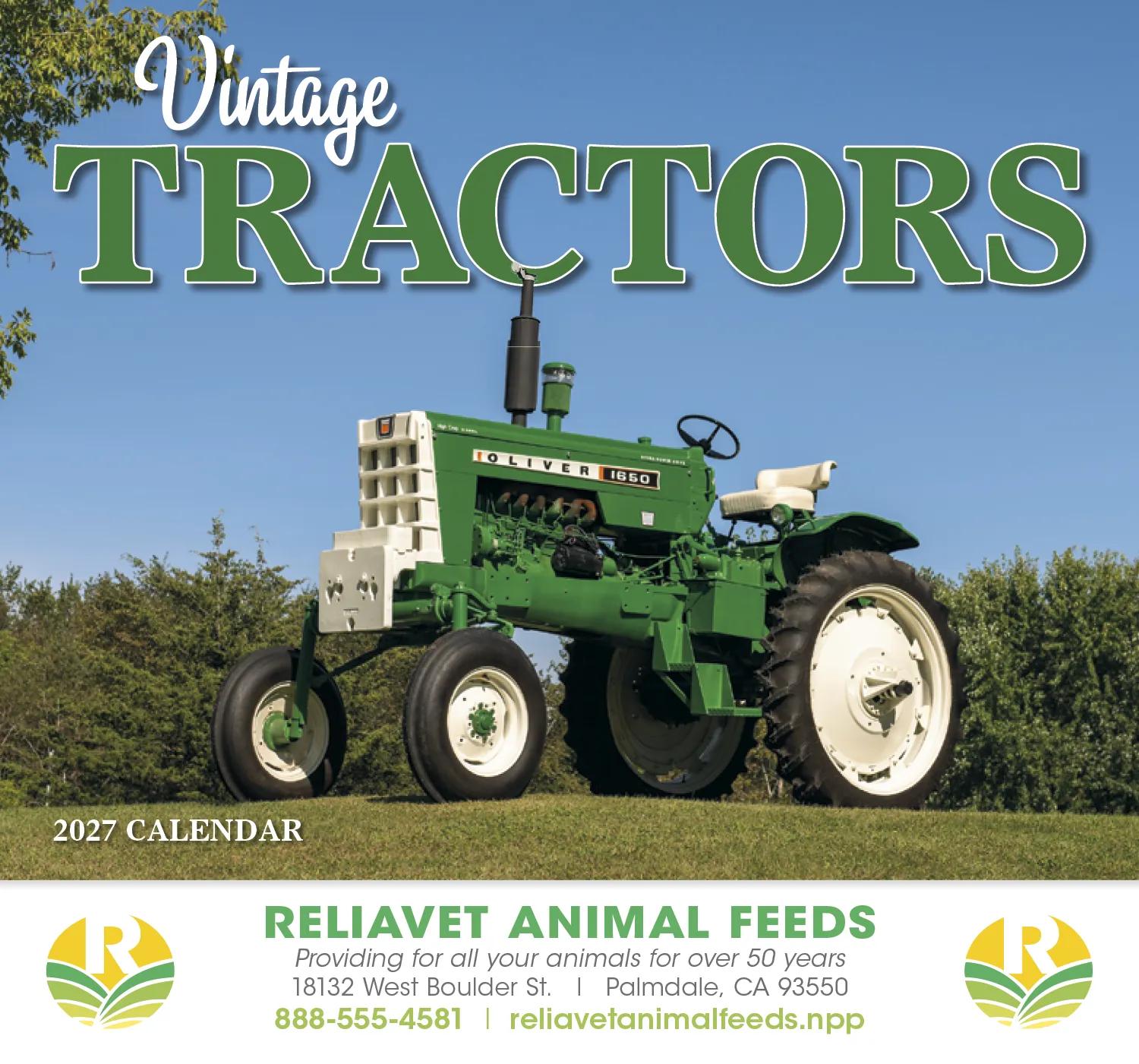 Vintage Tractors Wall Calendar Stapled FSC - 19 x 11 in - product view 2