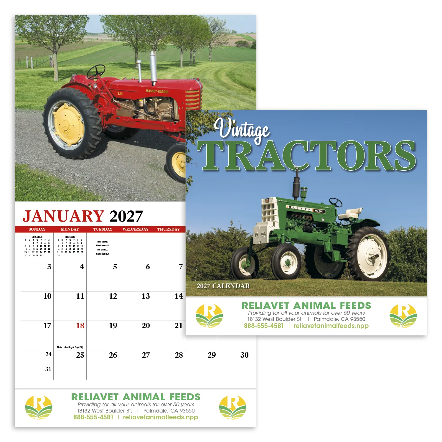 Vintage Tractors Wall Calendar Stapled FSC - 19 x 11 in - product view 17
