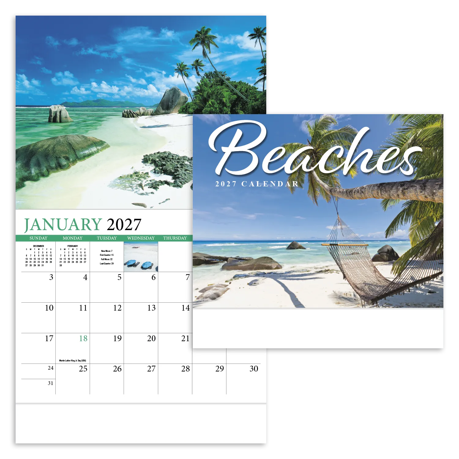 Beaches Wall Calendar Tropical Paradise FSC - 19 x 11 in - product view 20