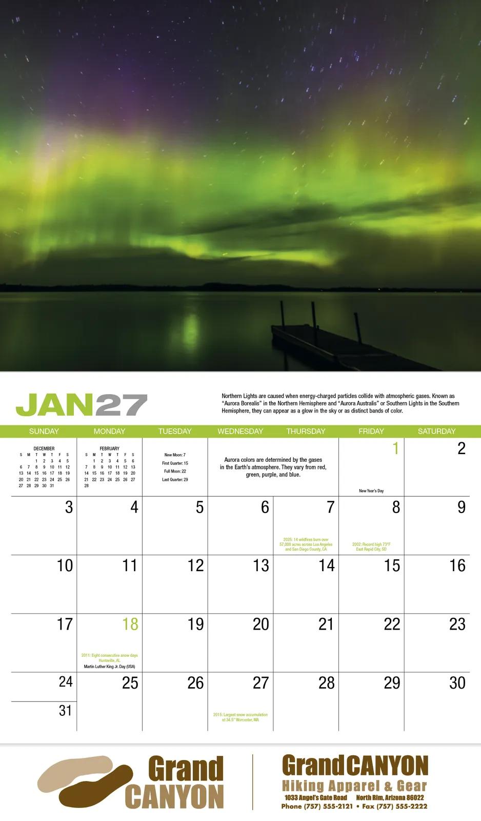 Weather Almanac Wall Calendar Phenomena FSC - 19 x 11 in - product view 3