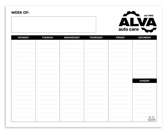 Small Weekly Desk Pad Black White Non-Dated - 11 x 8.5 in