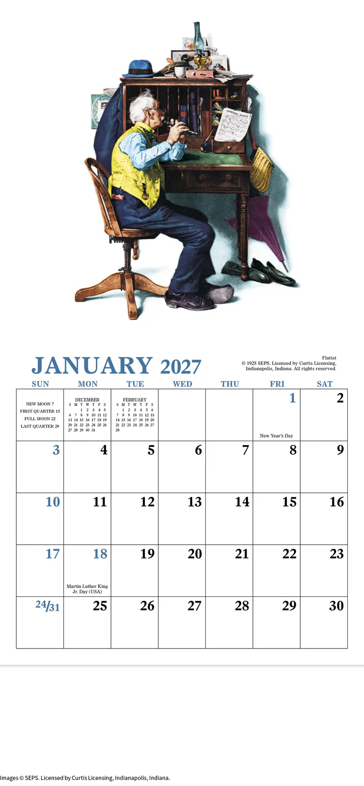 Norman Rockwell Mini Calendar Americana Art - 12.1 x 6 in - product view 5