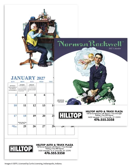 Norman Rockwell Mini Calendar Americana Art - 12.1 x 6 in
