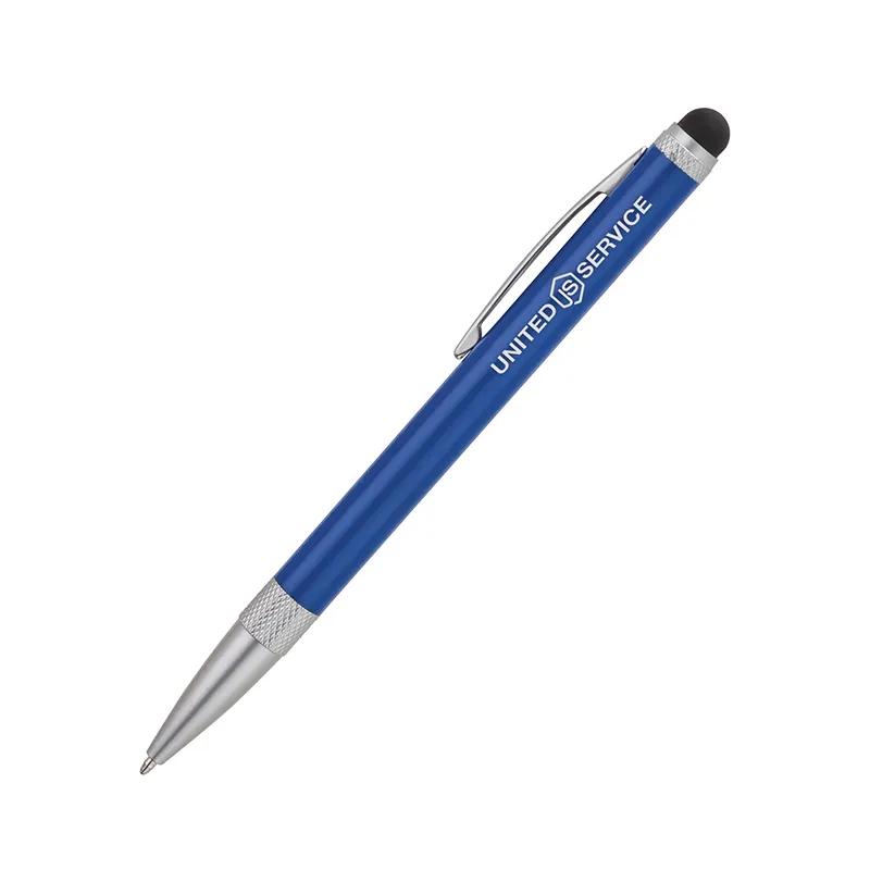 Ballpoint Pen with Stylus Steel Diamond Etched - 5.1 in