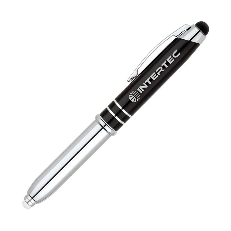 Ballpoint Pen with Stylus LED Light Aluminum Cap Off - 5 in