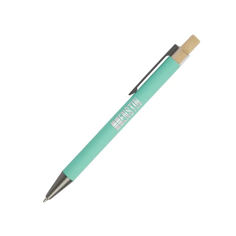 Pen Recycled Aluminum with Bamboo Plunger - 5.63 in