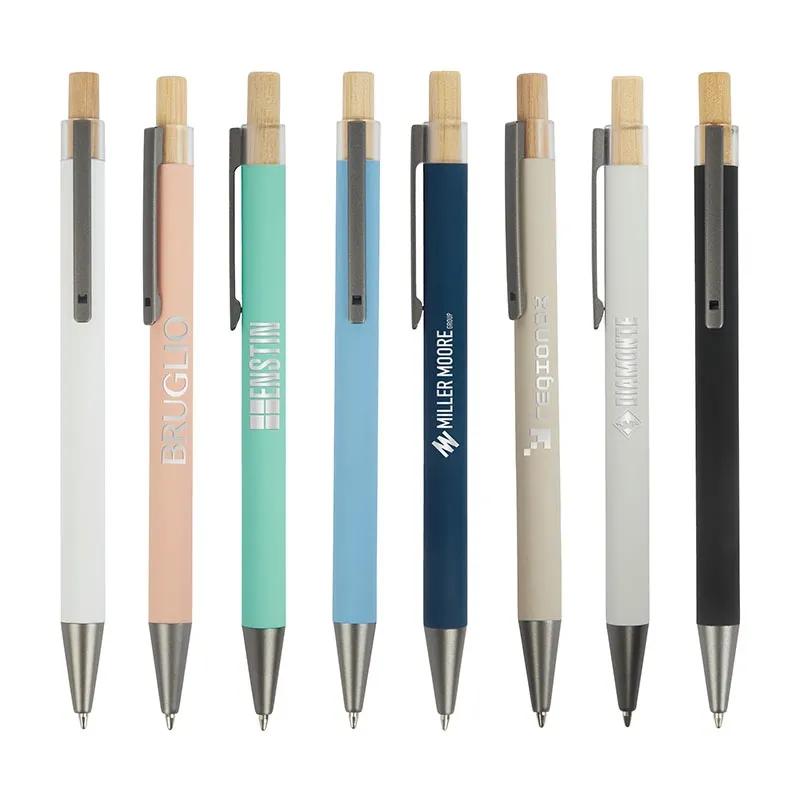 Pen Recycled Aluminum with Bamboo Plunger - 5.63 in - product view 5