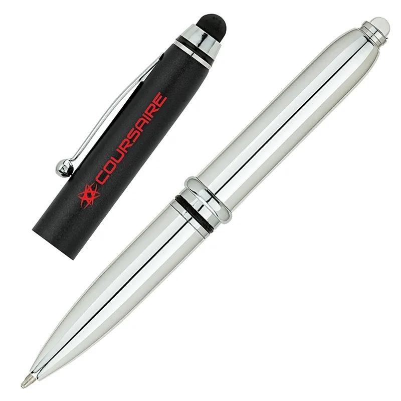 Ballpoint Pen Stylus LED Light 3-in-1 Chrome