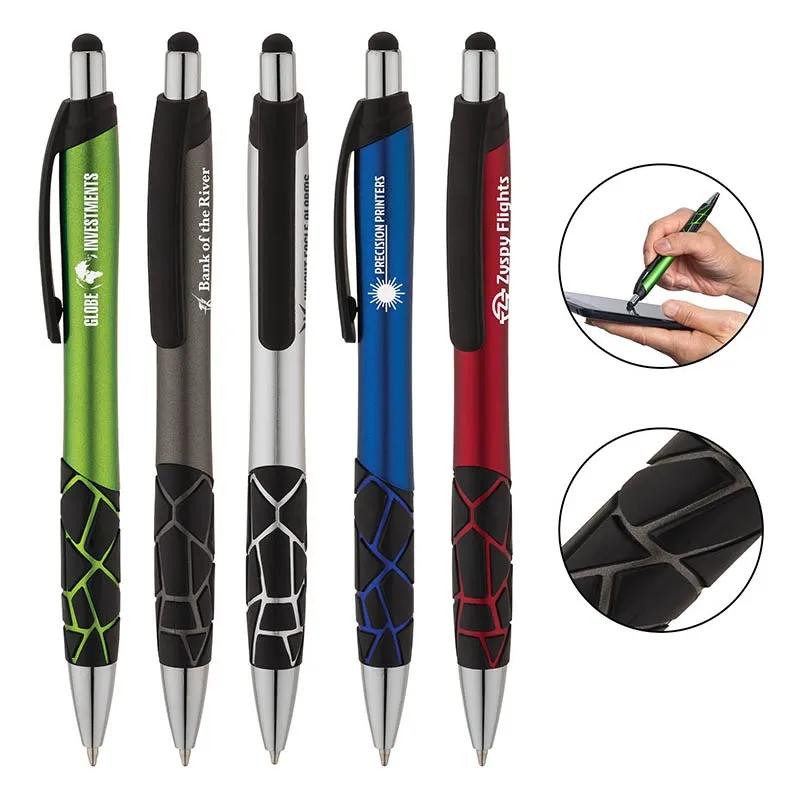 Ballpoint Pen Stylus Geometric Pattern Rubber Grip - product view 4