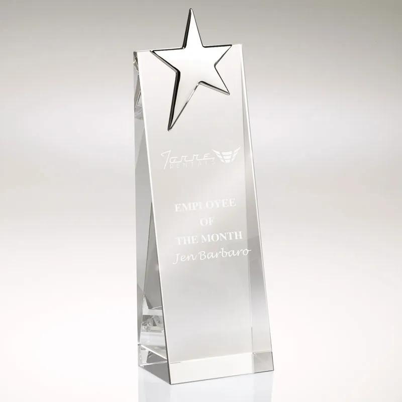 Crystal Award Tower Silver Star - 8 1/2 x 2 3/4 in