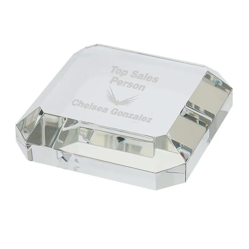 Crystal Paperweight Beveled Square - 3.25 in - product view 2