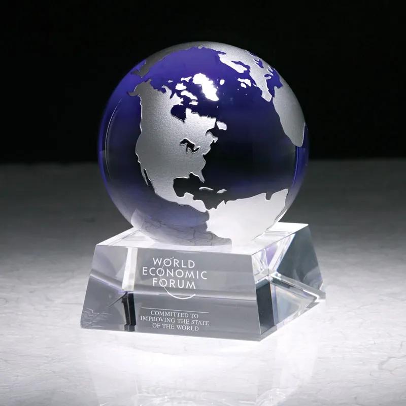 Crystal Globe Blue on Clear Base - 3 in - product view 2