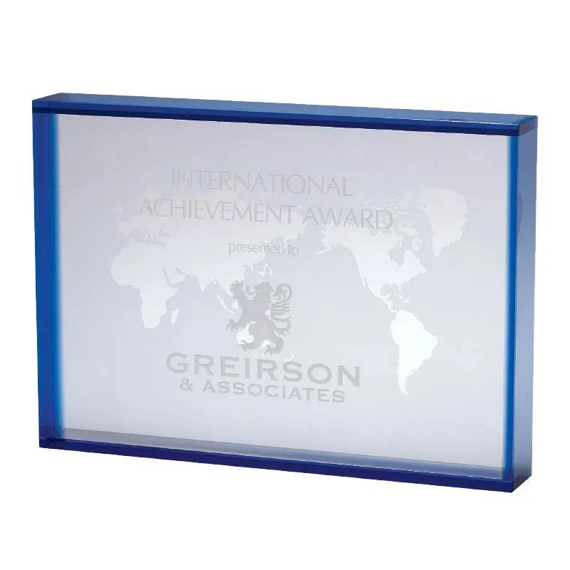 Crystal Award Rectangular World Map Design - 7 x 5 in - product view 3