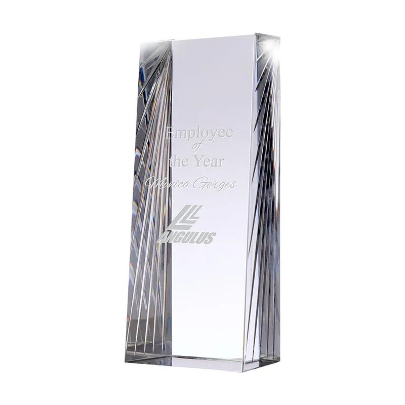 Crystal Award Polygon Tower with Laser Cut Edges - 8 in