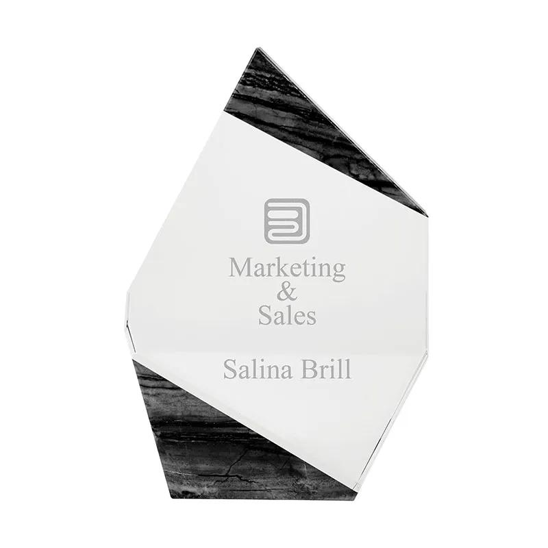 Crystal Award Polygon with Black Marble Trim - 8 in - product view 5