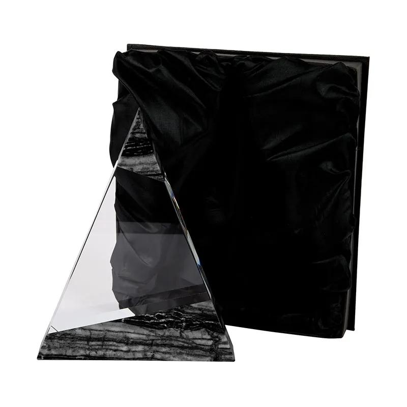 Crystal Award Triangle with Black Marble Trim - 8 in - product view 3