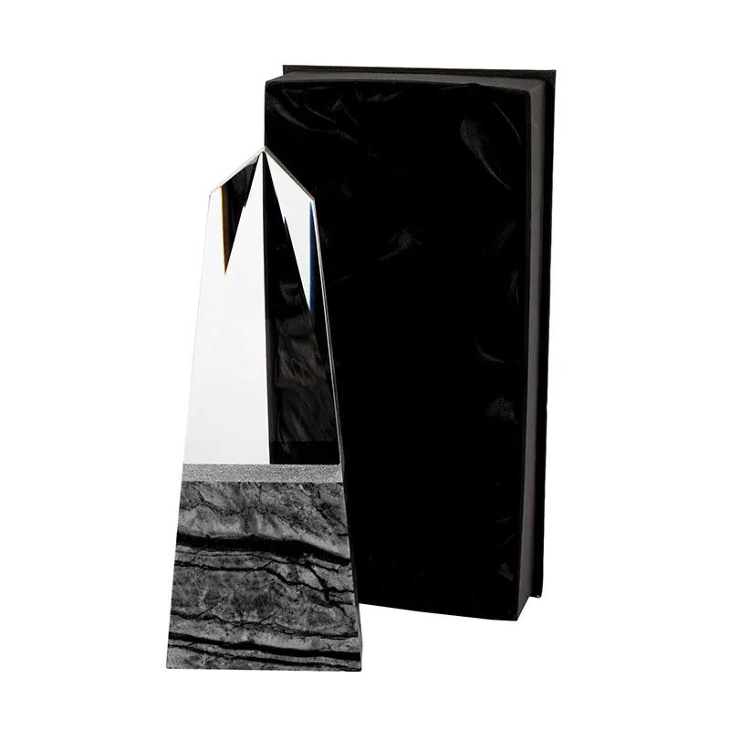 Crystal Obelisk Award with Black Marble Base - 10.44 in - product view 3