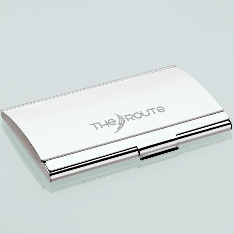 Business Card Case Two-Tone Silver Arched Lid - product view 3