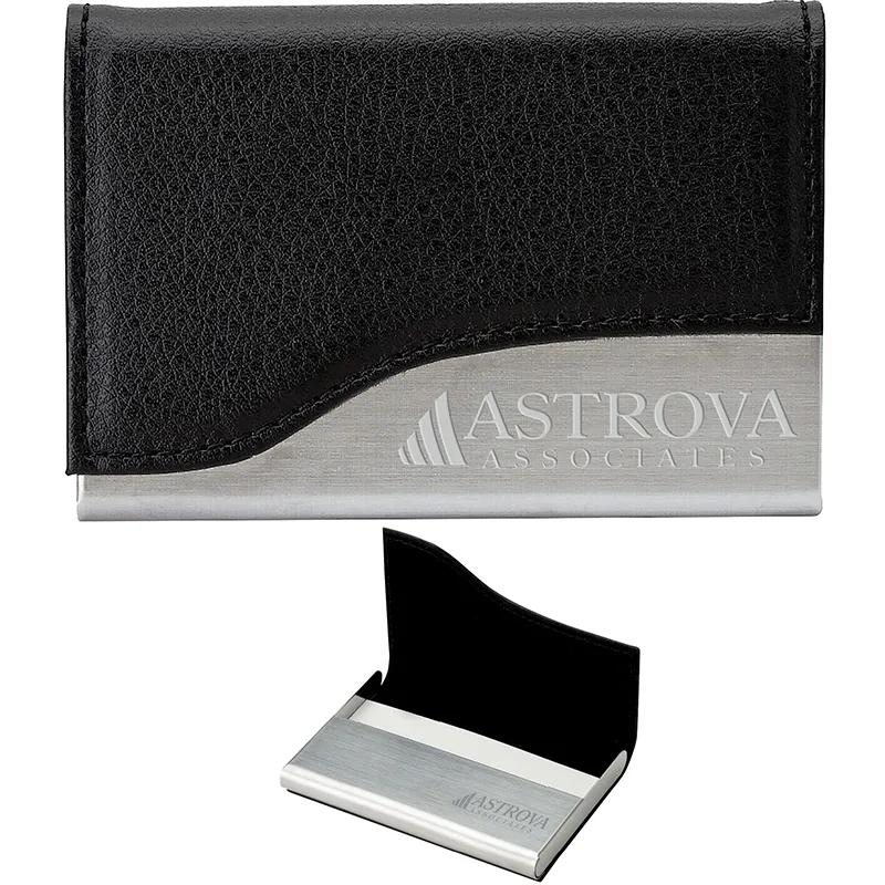 Business Card Case Curved Leatherette Magnetic - 3 5/8 in