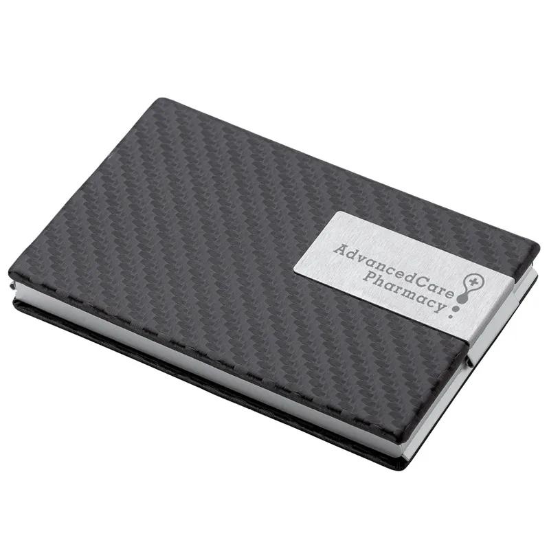 Business Card Case Carbon Fiber Pattern Metal Storage - product view 2
