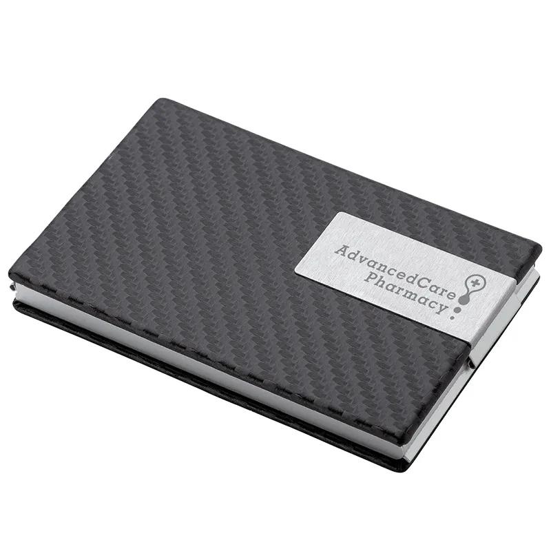 Business Card Case Carbon Fiber Pattern Metal Storage - product view 3