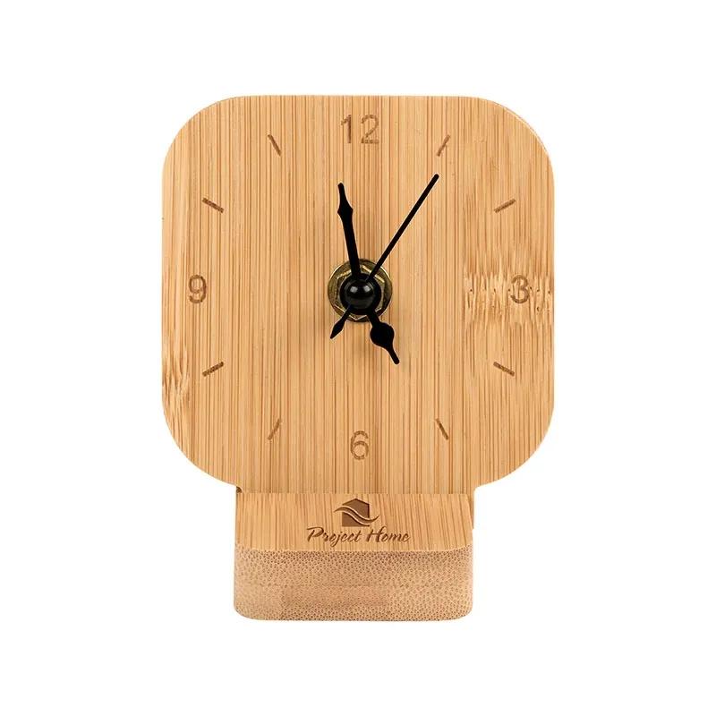 Desk Clock Bamboo Natural Grain Minimalist - 3 3/8 in - product view 2