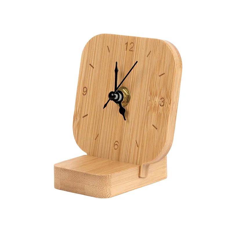 Desk Clock Bamboo Natural Grain Minimalist - 3 3/8 in - product view 3