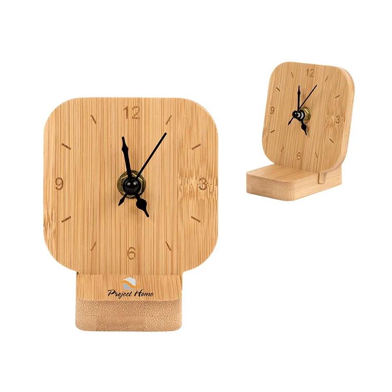 Desk Clock Bamboo Natural Grain Minimalist - 3 3/8 in - product view 8