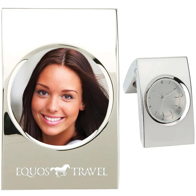 Folding Clock Photo Frame Chrome Hinged - 1 3/16 in