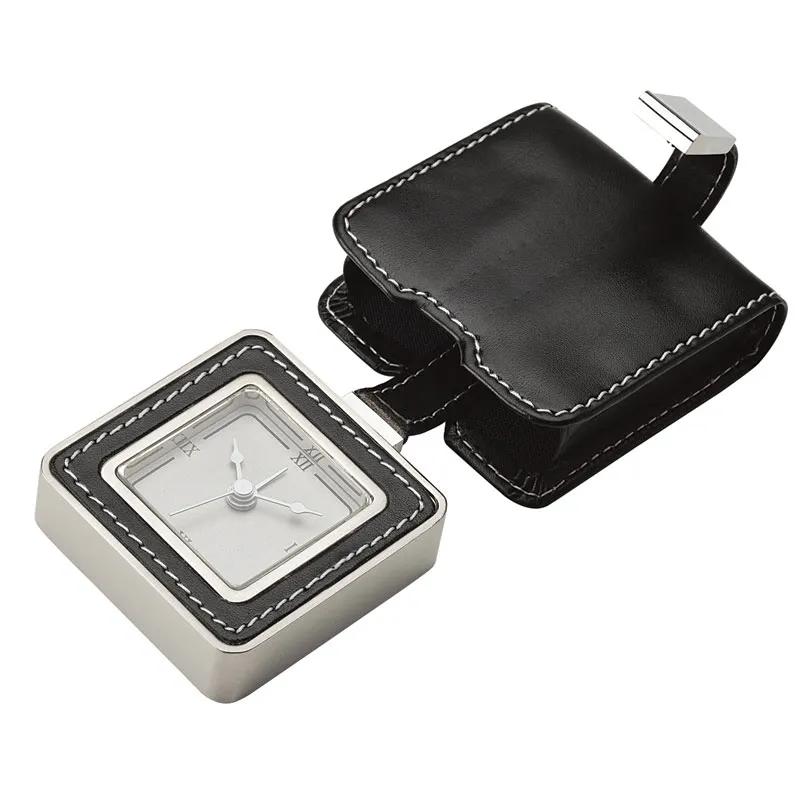 Travel Alarm Clock Leatherette Drop-Down Snap Closure - product view 3
