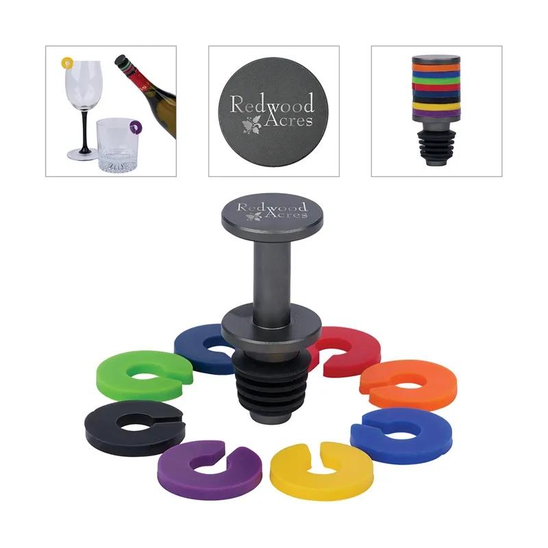 Bottle Stopper Aluminum Glass Markers Set - 2 3/8 in H - product view 8