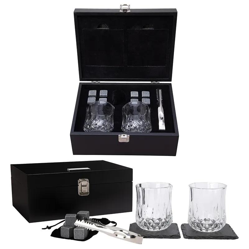 Whiskey Set 14-Piece Crystal Glasses Stones - 9 3/4 in W - product view 10