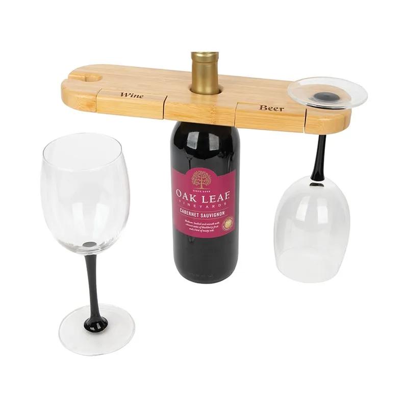 Bamboo Wine Caddy with Bottle Opener - 3 Piece - product view 3
