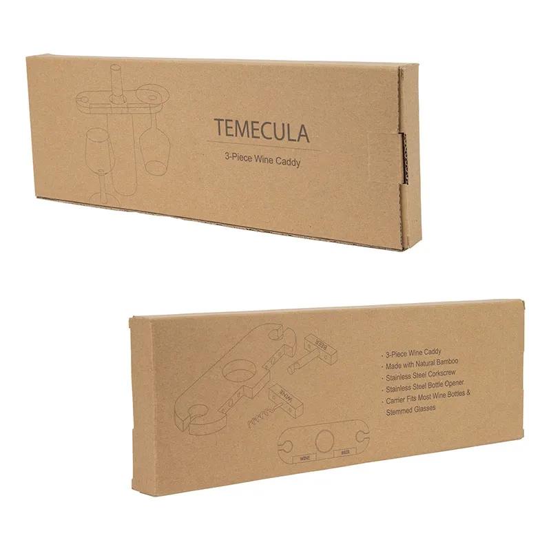 Bamboo Wine Caddy with Bottle Opener - 3 Piece - product view 4