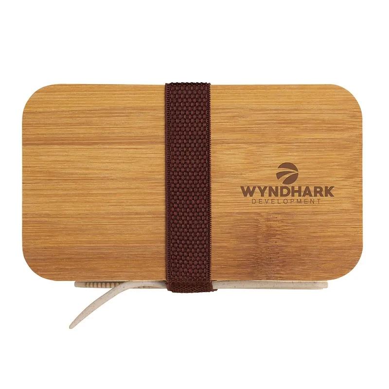 Bamboo Bento Lunch Box Set with Cutlery - 2 Compartment - product view 2