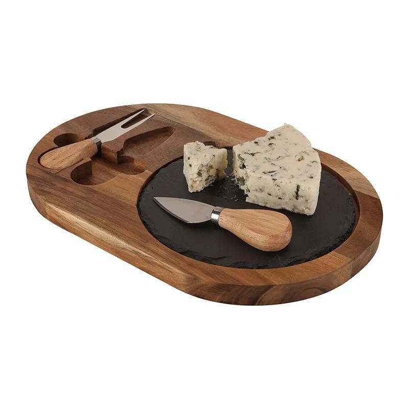 Acacia Wood Cheese Set with Slate Block - product view 2