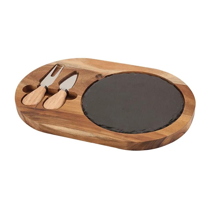 Acacia Wood Cheese Set with Slate Block - product view 3