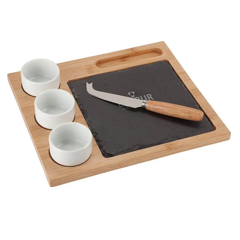 Bamboo Cheese Set with Ceramic Cups - 6 Piece - product view 2